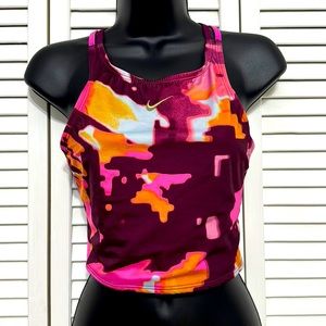 Nike Girls 14-15 Yrs XL Multi Color Marble Paint Splash Crop Sports Bra Top